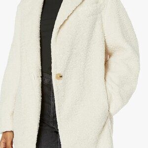 Vince Faux fur jacket with one button. More of a cream than white.